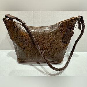 Vintage Relic by Fossil Tooled Embossed Paisley Shoulder Bag Braided Strap
